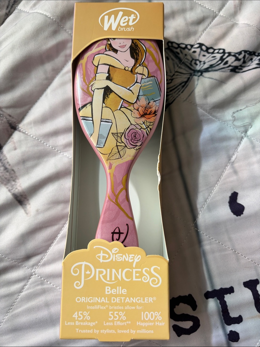 Disney Belle Pink and Gold Detangler Hair Brush